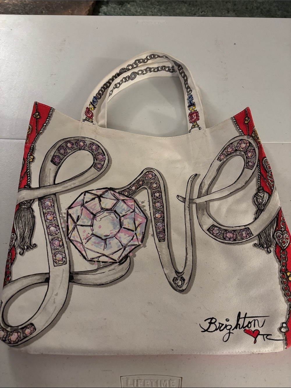 Brighton White Canvas holiday Tote